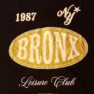 Bronx Leisure Club Men's Black and Gold Tee